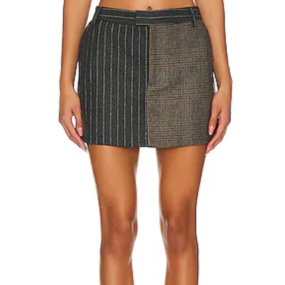 Rails Two-Tone Pinstripe & Plaid Mini Skirt - Black and Brown